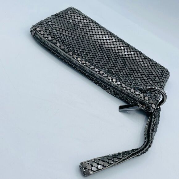 Metal Mesh Charcoal Clutch Wristlet Purse Cosmetic Phone Bag Prom Date Night - Picture 4 of 7
